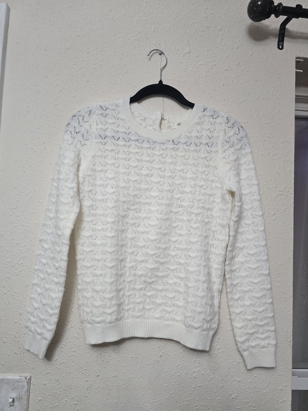 Pearl-Button Ivory Knit Top - Women's Elegant Sweater - Picture 4 of 5